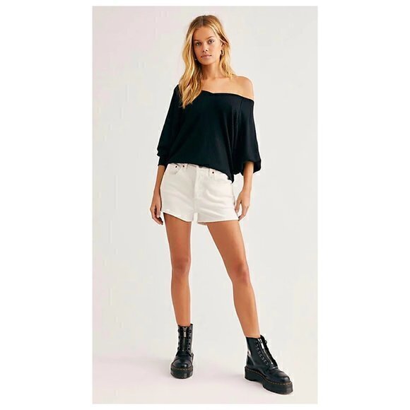 Free People Tops - Free People Long Sleeve Black Top Thermal Boho Slouchy Oversized Size S NWT